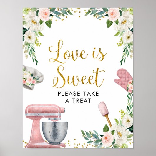 Bloemrijke Keuken Bruiloft Love Is Sweet Poster (Voorkant)