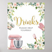 Bloemrijke keuken bruiloftsdouche drankjes bord