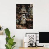 Bloemrijke Keuken Spook Print, Donkere Academie Poster (Thuiskantoor)