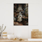 Bloemrijke Keuken Spook Print, Donkere Academie Poster (Keuken)