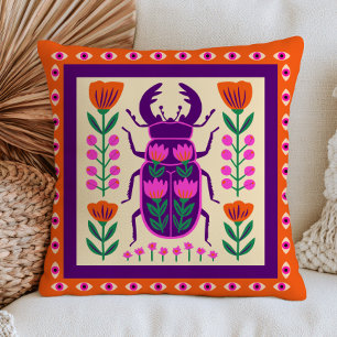 Bloemrijke Kever Funky Folk Art Kleurrijke Insect Kussen