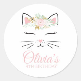 Bloemrijke Kitten Verjaardagsfeest Stickers katten