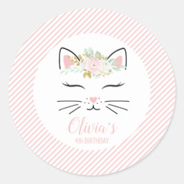 Bloemrijke Kitten Verjaardagsfeest Stickers katten