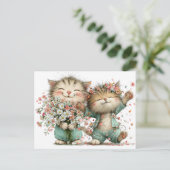 Bloemrijke Kitties Briefkaart (Staand voorkant)