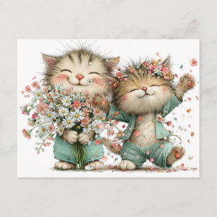 Bloemrijke Kitties Briefkaart