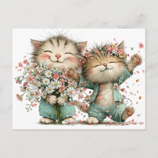 Bloemrijke Kitties Briefkaart (Voorkant)