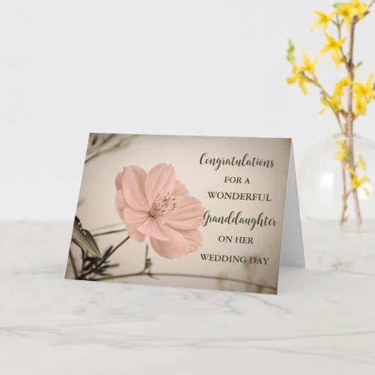 Bloemrijke Kleindochter Trouwdag Felicitaties Kaart (Gele Bloem)