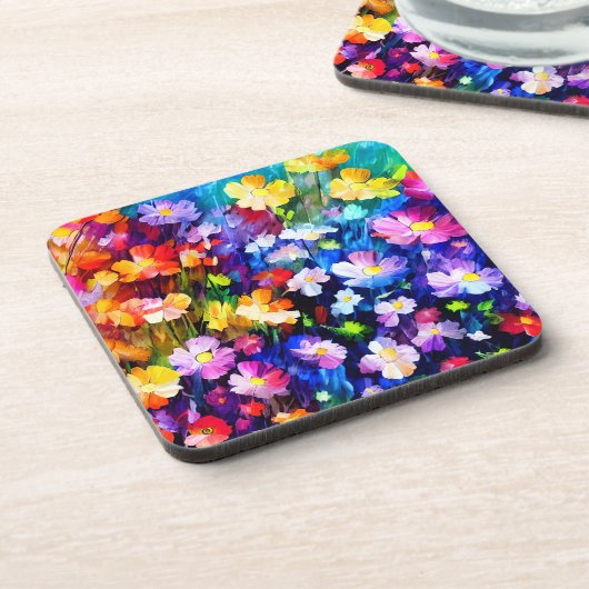 Bloemrijke Kleurene explosie Bier Onderzetter (Linkerzijde)