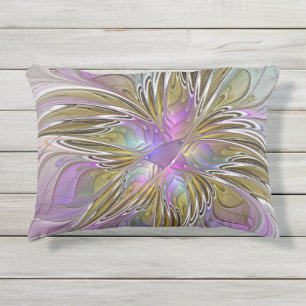Bloemrijke Kleurrijke Abstracte Fractal Met Roze & Buitenkussen