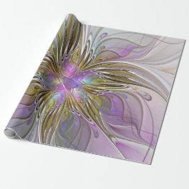 Bloemrijke Kleurrijke Abstracte Fractal Met Roze & Cadeaupapier