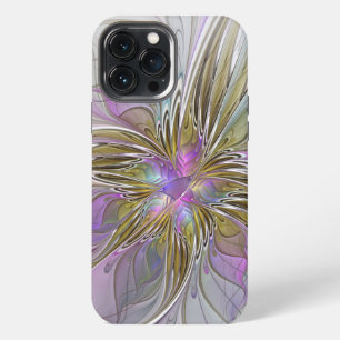 Bloemrijke Kleurrijke Abstracte Fractal Met Roze & iPhone 13 Pro Max Hoesje