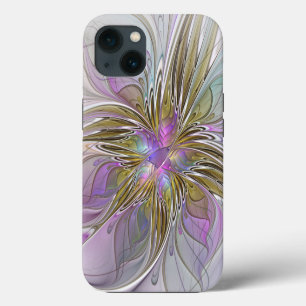 Bloemrijke Kleurrijke Abstracte Fractal Met Roze & iPhone 13 Hoesje