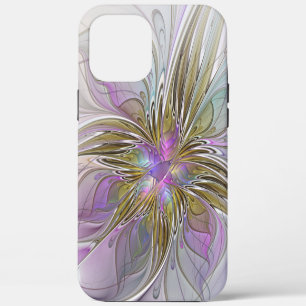Bloemrijke Kleurrijke Abstracte Fractal Met Roze & iPhone 12 Pro Max Hoesje