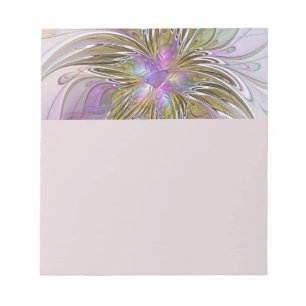 Bloemrijke Kleurrijke Abstracte Fractal Met Roze & Notitieblok