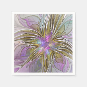 Bloemrijke Kleurrijke Abstracte Fractal Met Roze & Servet