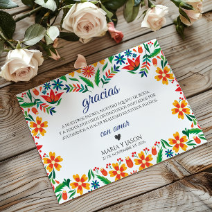 Bloemrijke Kleurrijke Botanische Bloemen Spaanse B Bedankkaart