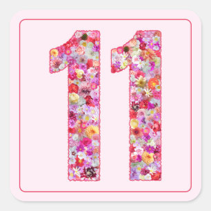 Bloemrijke Kleurrijke Roze Maand Nummer 11 Vierkante Sticker