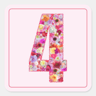 Bloemrijke Kleurrijke Roze Maand Nummer 4 Vierkante Sticker