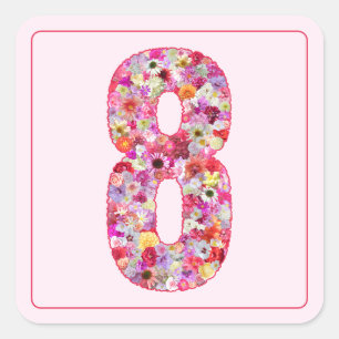 Bloemrijke Kleurrijke Roze Maand Nummer 8 Vierkante Sticker