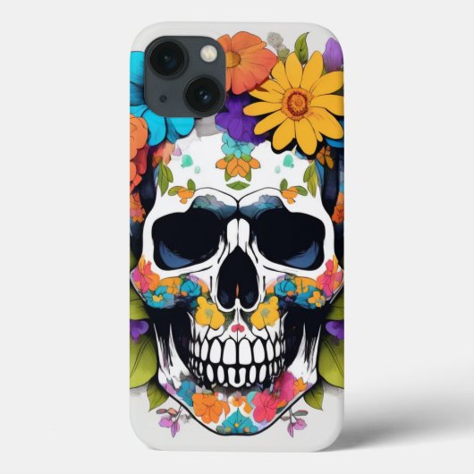 Bloemrijke kleurrijke schedel Case-Mate iPhone case (Achterkant)