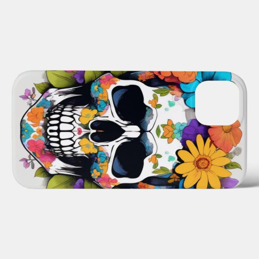Bloemrijke kleurrijke schedel Case-Mate iPhone case (Achterkant (horizontaal))