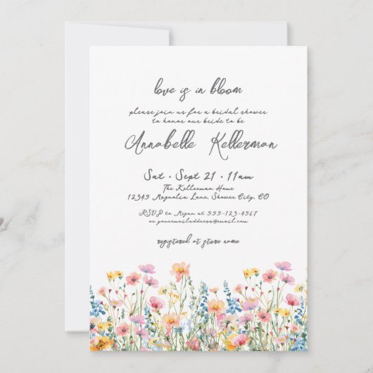 Bloemrijke Kleurrijke Wilde Bloemen Bruidsdouche Kaart (Voorkant)