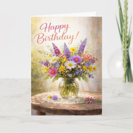 Bloemrijke Kleurrijke Wilde Bloemen Verjaardag Kaart