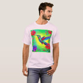 Bloemrijke Kolibrie Kunst Design T-shirt (Voorkant volledig)