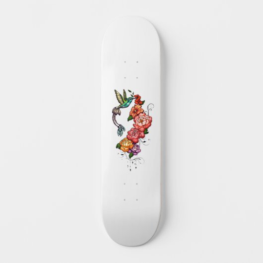 Bloemrijke Kolibrie Persoonlijk Skateboard (Voorkant)