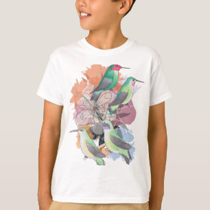 Bloemrijke Kolibries met bloemen T-shirt
