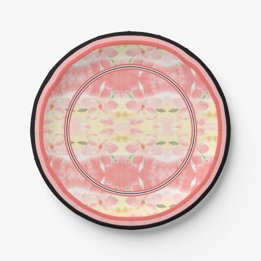 Bloemrijke koraal bruiloft dag papieren bordje (Voorkant)