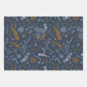 Bloemrijke krabbels in blauw inpakpapier vel (Voorkant 3)