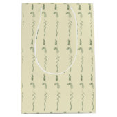 Bloemrijke krabbels op gedempeld geel medium cadeauzakje (Voorkant)