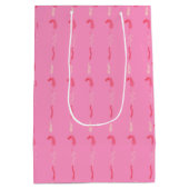 Bloemrijke krabbels op roze medium cadeauzakje (Achterkant)