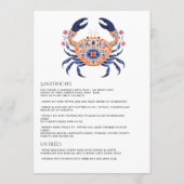 Bloemrijke Kreeft Kust Nautisch Strand Bruiloft Menu (Achterkant)