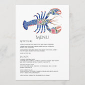 Bloemrijke Kreeft Kust Nautisch Strand Bruiloft Menu (Voorkant)