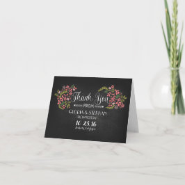 Bloemrijke krijtbord moderne trouwkaart bedankjes bedankkaart