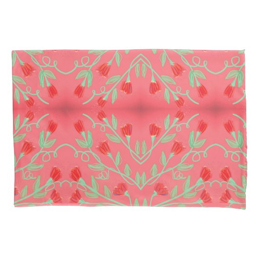 Bloemrijke kussen Hoesjes in roze en mintgroen Kussensloop (Voorkant)