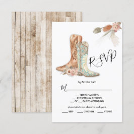 Bloemrijke Laarzen Cowboy Westers Menu Keuze RSVP Kaart