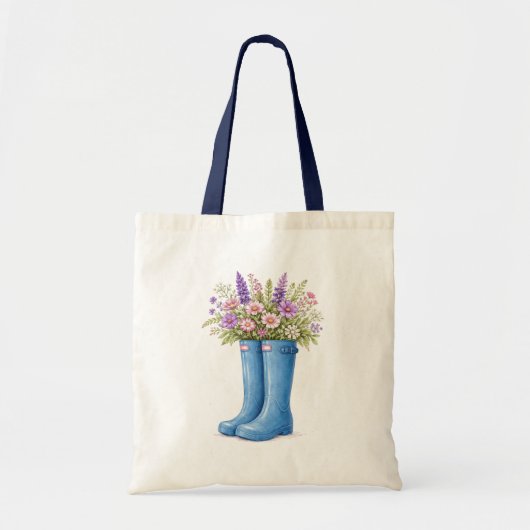 Bloemrijke Laarzen Tote Bag (Voorkant)