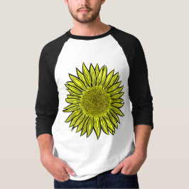 Bloemrijke Landelijke Gele Zonnebloem Handgetekend T-shirt
