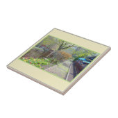 Bloemrijke landschapsweergave tegeltje (Zijkant)