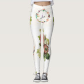 bloemrijke lange leggings wit tiener (Voorkant)