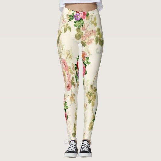 bloemrijke lange leggings wit tiener (Voorkant)