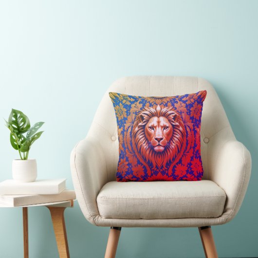 Bloemrijke Leeuw 41 x 41 Polyester Kussen (Stoel)