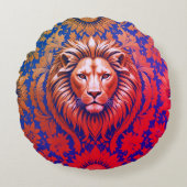 Bloemrijke leeuw geborsteld polyester rond kussen (Voorkant)