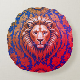 Bloemrijke leeuw geborsteld polyester rond kussen
