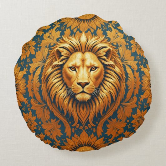 Bloemrijke leeuw geborsteld polyester rond kussen (Achterkant)