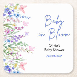 Bloemrijke lente Baby in bloei Baby Shower Kartonnen Onderzetters