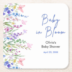 Bloemrijke lente Baby in bloei Baby Shower Kartonnen Onderzetters